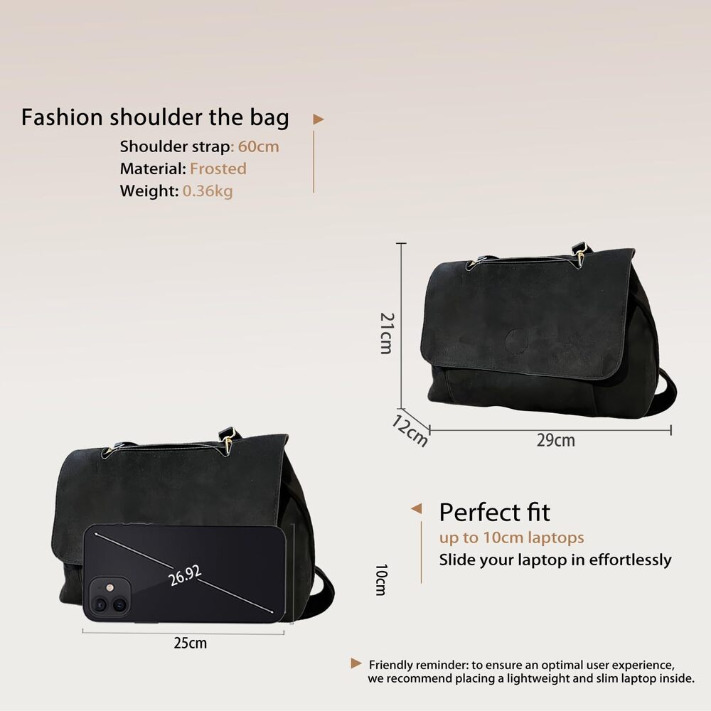 1844 Frosted Shoulder Bag Tote Handbag with Flap Design Medium Capacity - Picture 3 of 6